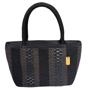 Vintage The Sak Elliott Lucca Small Double Handle Woven Bag Black Brown Like New